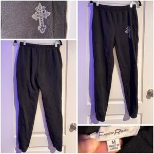 Black Joggers with Cross Design
